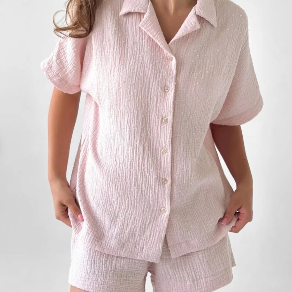 Light pink, 100% cotton muslin lounge set